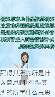 死得其所的所是什么意思啊_死得其所的所字什么意思