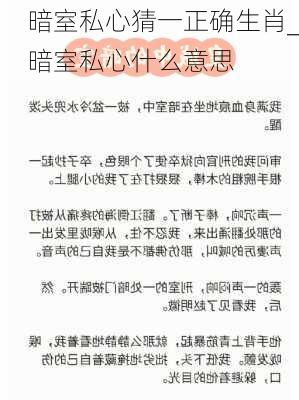 暗室私心猜一正确生肖_暗室私心什么意思