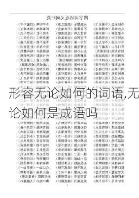 形容无论如何的词语,无论如何是成语吗