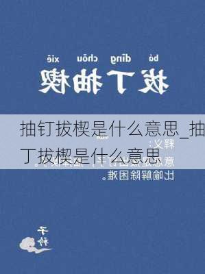 抽钉拔楔是什么意思_抽丁拔楔是什么意思