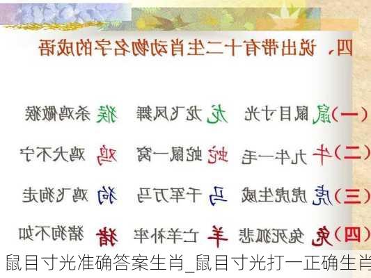 鼠目寸光准确答案生肖_鼠目寸光打一正确生肖