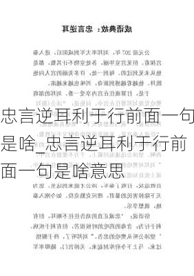 忠言逆耳利于行前面一句是啥_忠言逆耳利于行前面一句是啥意思