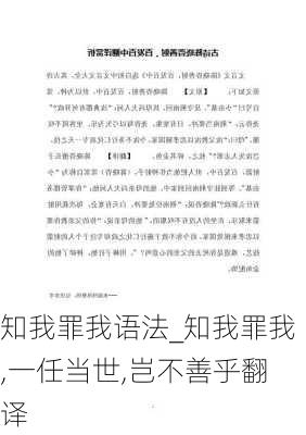 知我罪我语法_知我罪我,一任当世,岂不善乎翻译