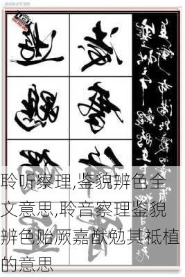 聆听察理,鉴貌辨色全文意思,聆音察理鉴貌辨色贻厥嘉猷勉其祗植的意思