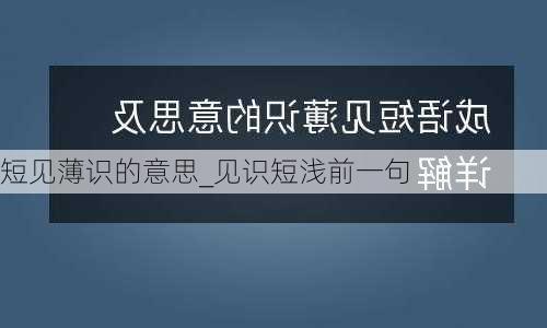 短见薄识的意思_见识短浅前一句