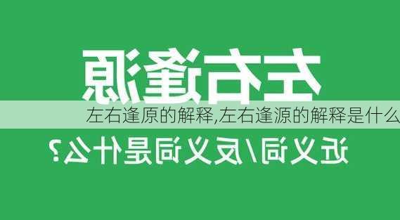 左右逢原的解释,左右逢源的解释是什么