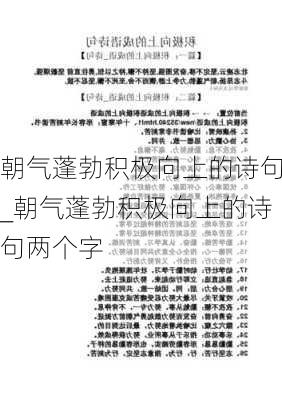 朝气蓬勃积极向上的诗句_朝气蓬勃积极向上的诗句两个字